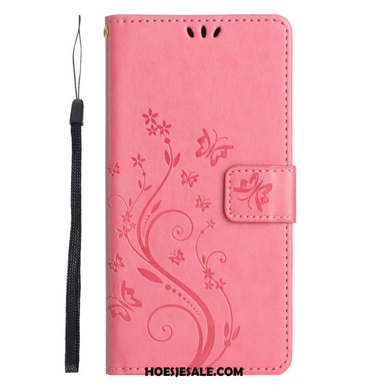 Leren Hoesje Voor Xiaomi 14t Pro Bloemenband