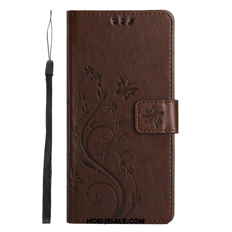 Leren Hoesje Voor Xiaomi 14t Pro Bloemenband