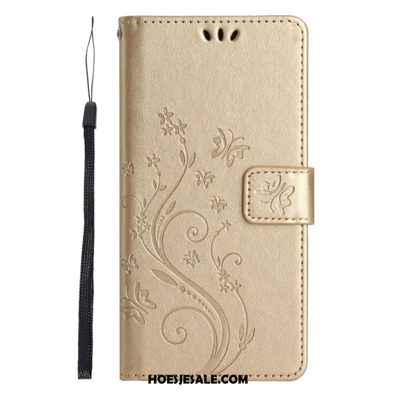 Leren Hoesje Voor Xiaomi 14t Pro Bloemenband