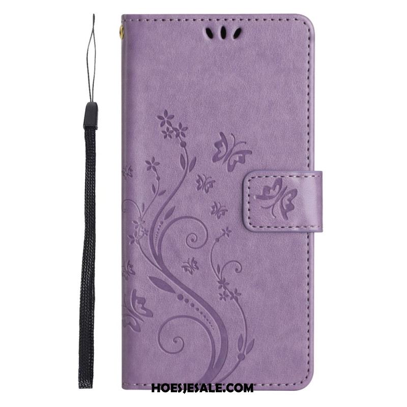 Leren Hoesje Voor Xiaomi 14t Pro Bloemenband