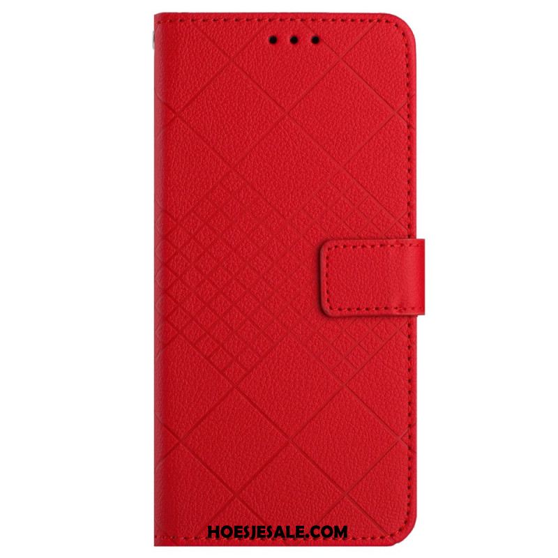 Leren Hoesje Voor Xiaomi Redmi Note 13 4g Diamantpatroon Met Bandjes