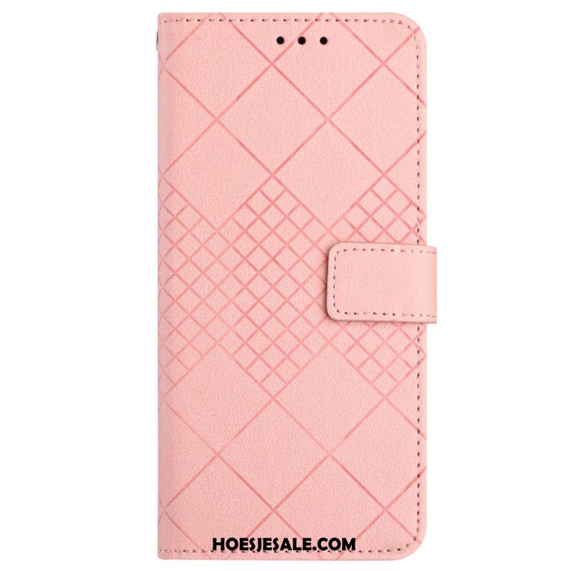 Leren Hoesje Voor Xiaomi Redmi Note 13 4g Diamantpatroon Met Bandjes