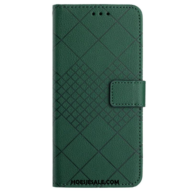 Leren Hoesje Voor Xiaomi Redmi Note 13 4g Diamantpatroon Met Bandjes