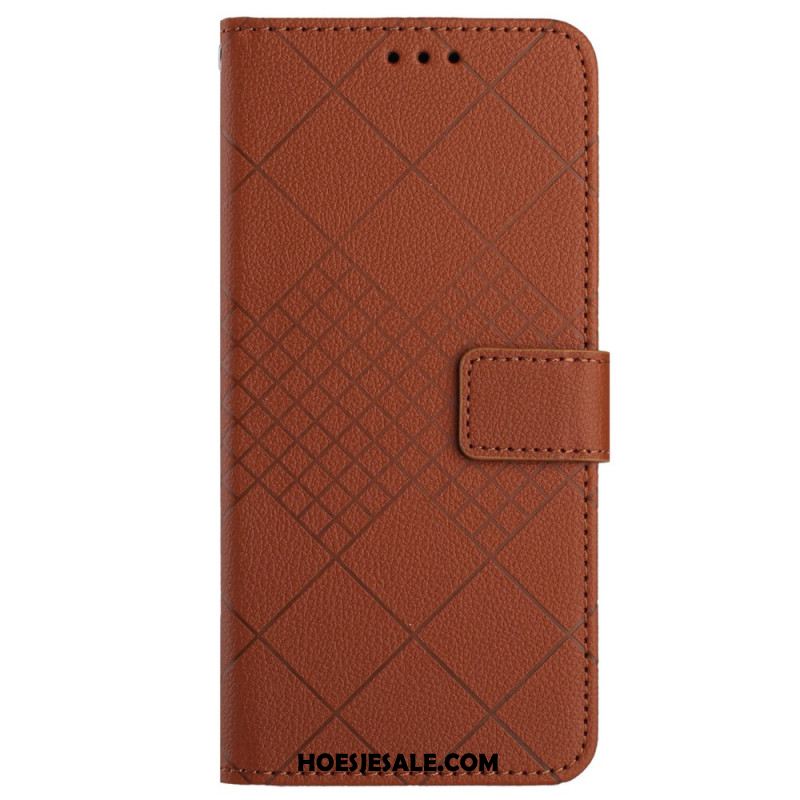 Leren Hoesje Voor Xiaomi Redmi Note 13 4g Diamantpatroon Met Bandjes