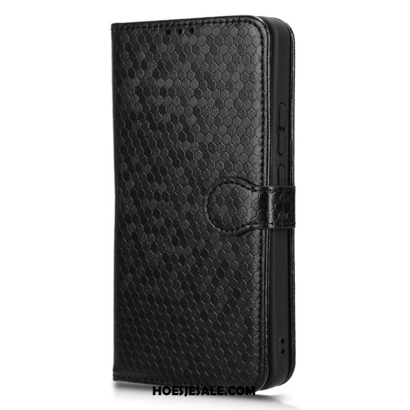 Leren Hoesje Voor Xiaomi Redmi Note 13 4g Glanzende Stippelband