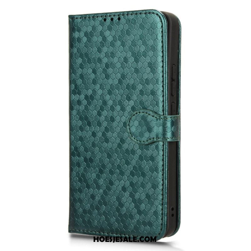 Leren Hoesje Voor Xiaomi Redmi Note 13 4g Glanzende Stippelband