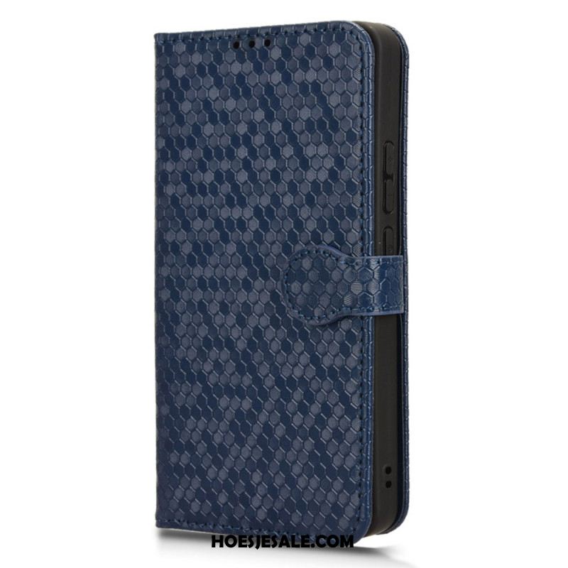 Leren Hoesje Voor Xiaomi Redmi Note 13 4g Glanzende Stippelband