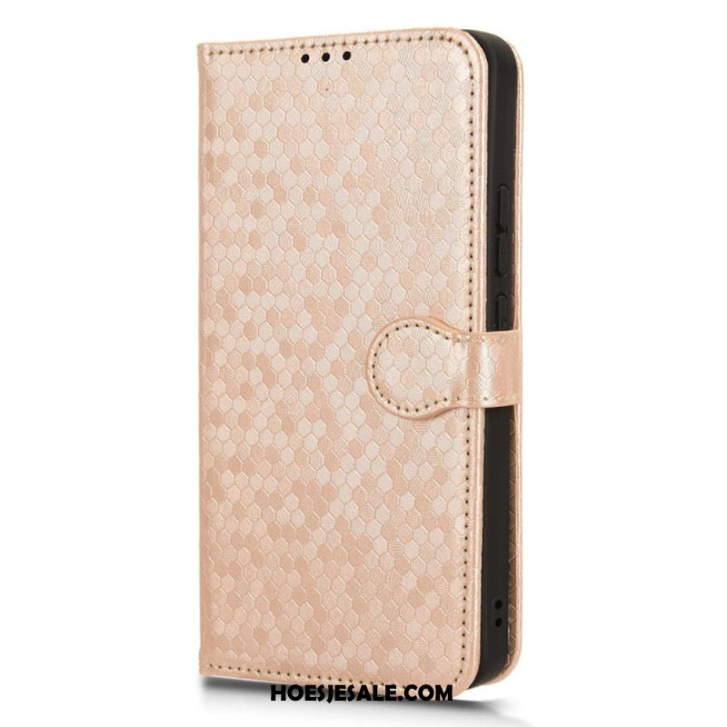 Leren Hoesje Voor Xiaomi Redmi Note 13 4g Glanzende Stippelband