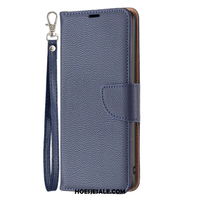 Leren Hoesje Voor Xiaomi Redmi Note 13 4g Litchi Lederen Stijl Met Riem