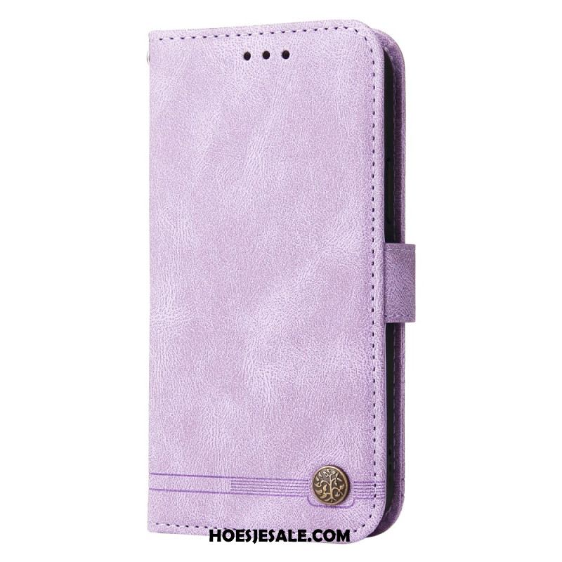 Leren Hoesje Voor Xiaomi Redmi Note 13 5g Decoratieve Riemklinknagel