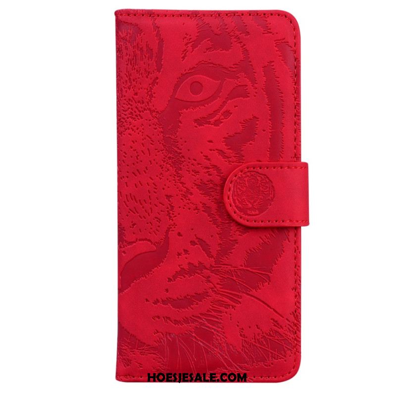 Leren Hoesje Voor Xiaomi Redmi Note 13 5g Tijgervoetafdruk