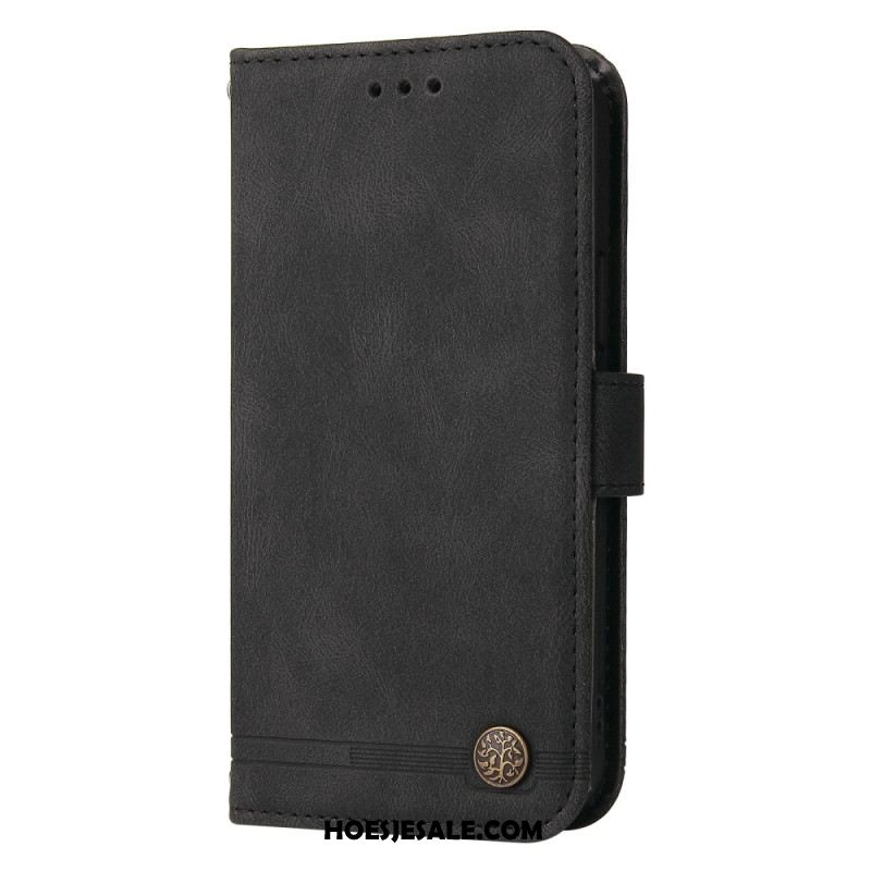 Leren Hoesje Voor Xiaomi Redmi Note 13 Pro 5g Decoratieve Riemklinknagel