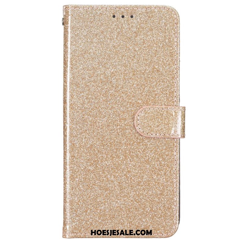 Leren Hoesje Voor iPhone 16 Pro Max Glitters