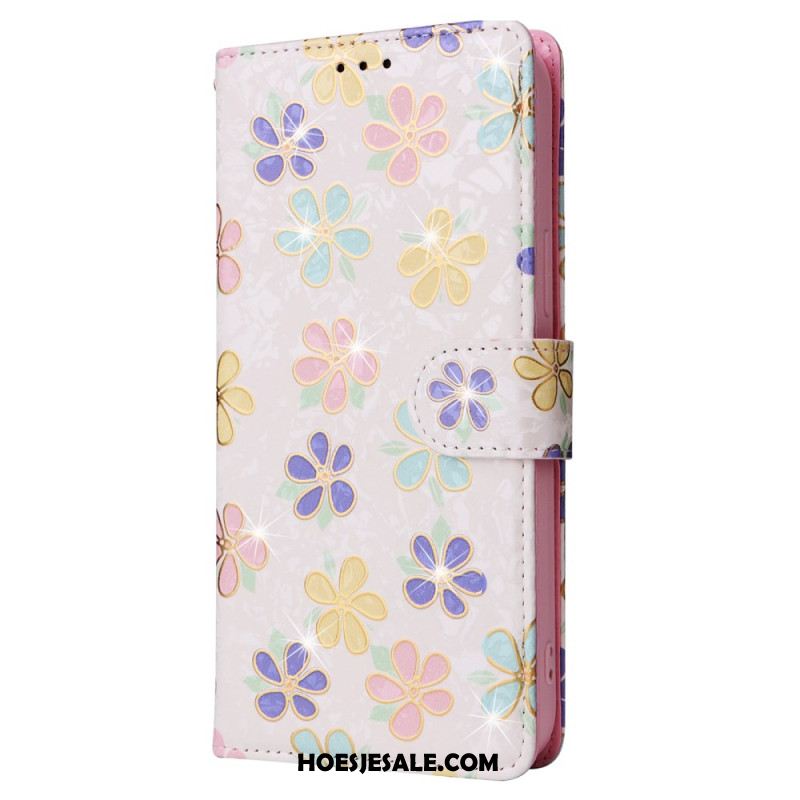 Leren Hoesje Voor iPhone 16 Pro Rfid Blocker-portemonnee Met Bloemenmotief