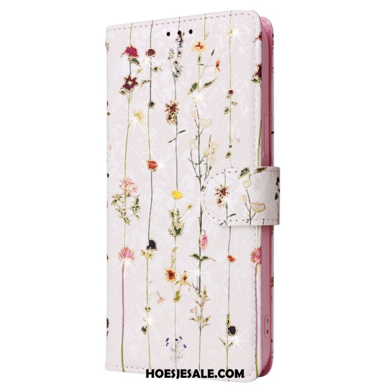 Leren Hoesje Voor iPhone 16 Pro Rfid Blocker-portemonnee Met Bloemenmotief