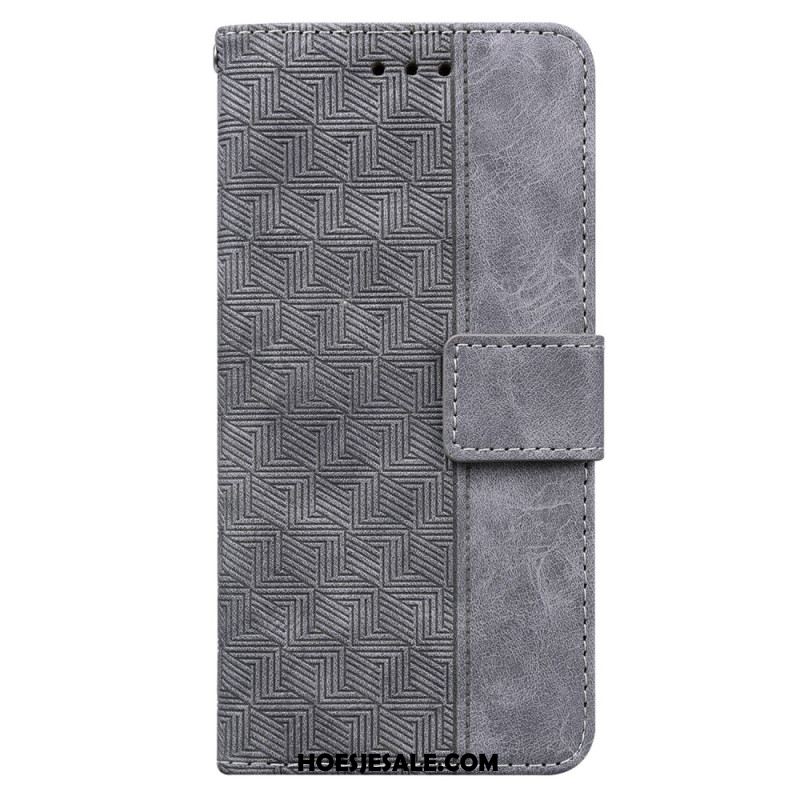 Leren Hoesje Xiaomi 14 Geweven Patroon Met Bandjes