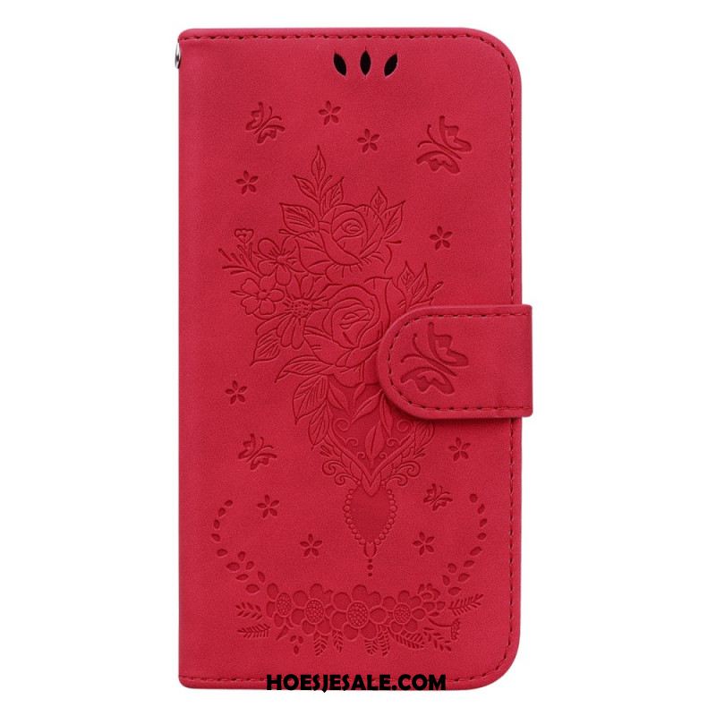 Leren Hoesje Xiaomi 14 Patroon Met Rozen En Vlinders