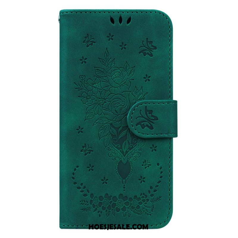 Leren Hoesje Xiaomi 14 Patroon Met Rozen En Vlinders