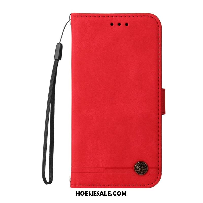 Leren Hoesje Xiaomi 14t Pro Suède Klinknageleffect Bescherming Hoesje