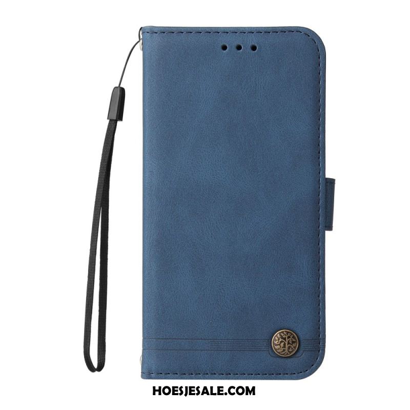 Leren Hoesje Xiaomi 14t Pro Suède Klinknageleffect Bescherming Hoesje