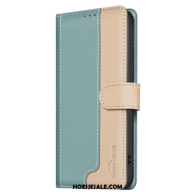 Leren Hoesje Xiaomi 14t Pro Tweekleurige Binfen Kleur