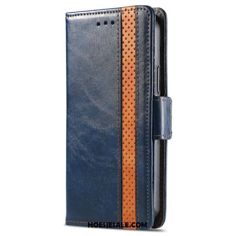 Leren Hoesje Xiaomi 14t Pro Tweekleurige Caseneo Bescherming Hoesje