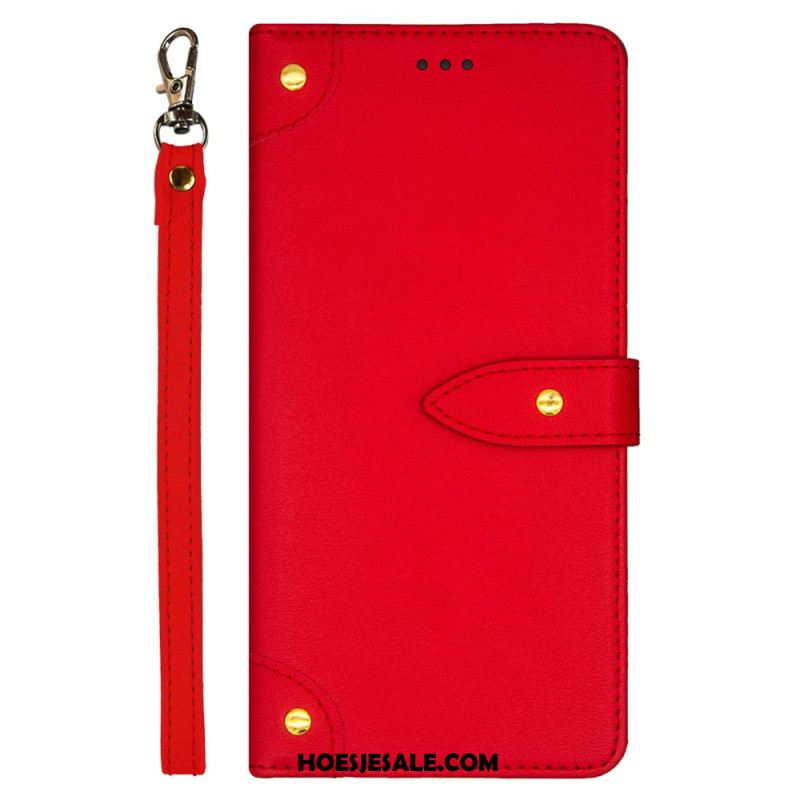 Leren Hoesje Xiaomi Redmi Note 13 5g Idewei Decoratieve Klinknagels