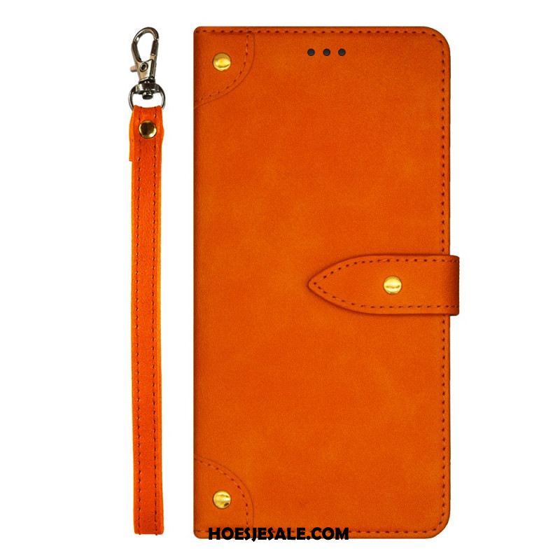 Leren Hoesje Xiaomi Redmi Note 13 Pro 4g Decoratieve Klinknagel Idewei Bescherming Hoesje