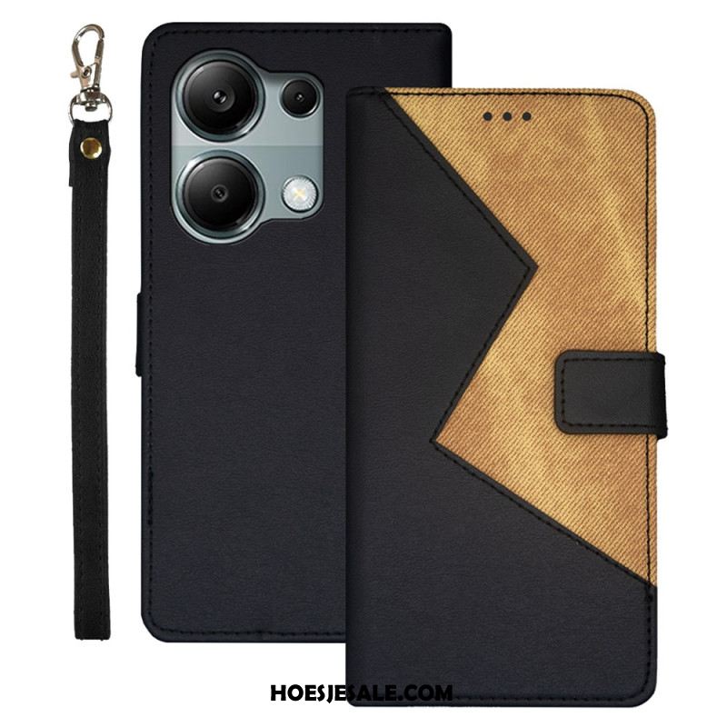 Leren Hoesje Xiaomi Redmi Note 13 Pro 4g Tweekleurige Idewei Bescherming Hoesje