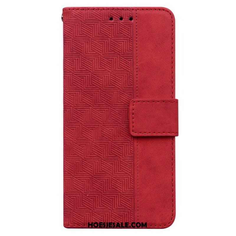 Leren Hoesje Xiaomi Redmi Note 13 Pro 5g Geweven Patroon Met Bandjes Bescherming Hoesje