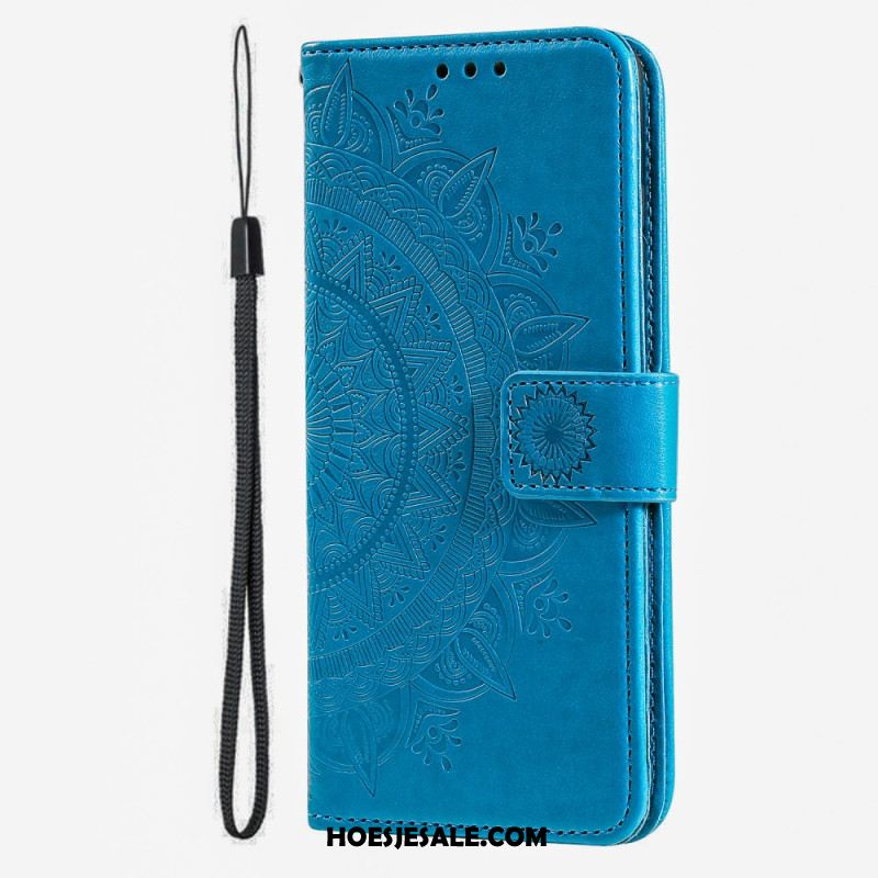 Leren Hoesje iPhone 16 Plus Mandala-zon Bescherming Hoesje