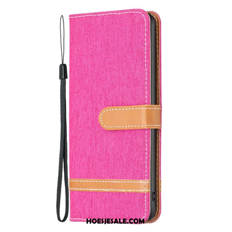 Leren Hoesje iPhone 16 Pro Bandstof Bescherming Hoesje