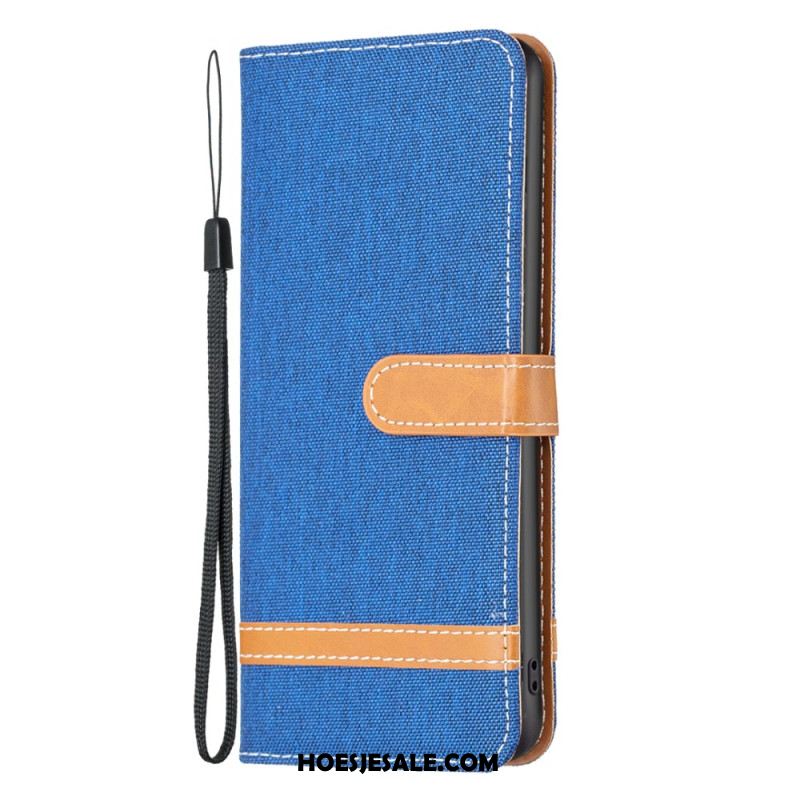 Leren Hoesje iPhone 16 Pro Bandstof Bescherming Hoesje