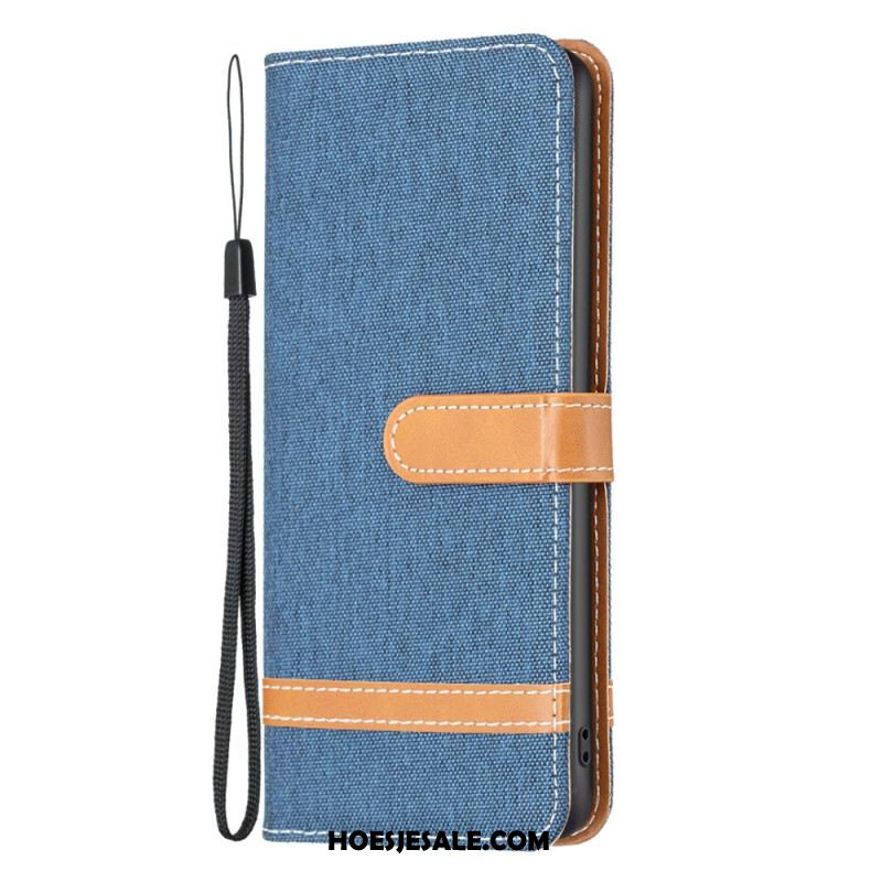 Leren Hoesje iPhone 16 Pro Bandstof Bescherming Hoesje