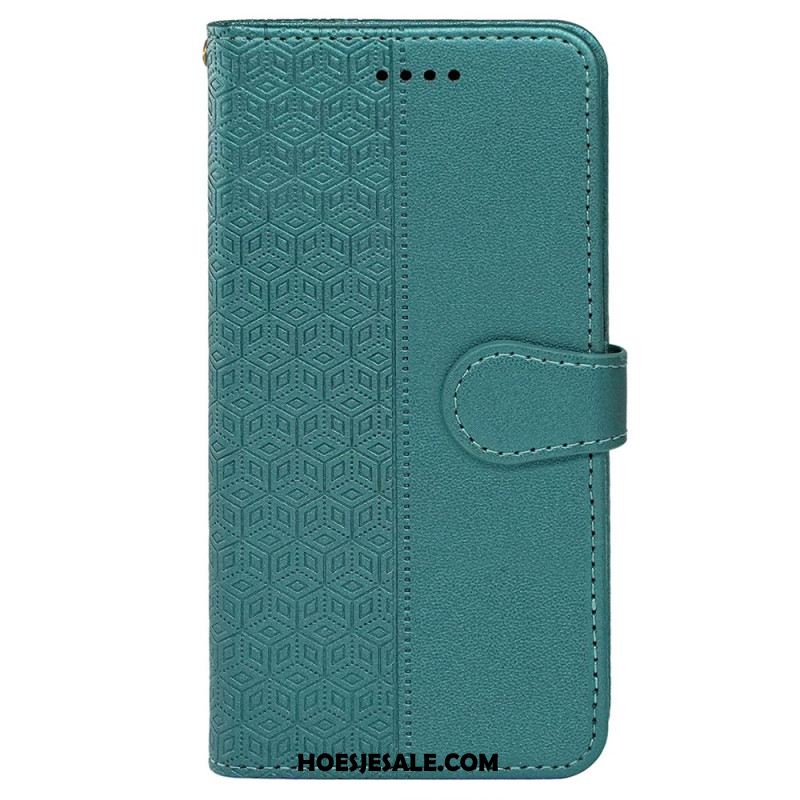 Leren Hoesje iPhone 16 Pro Kubisch Raster Bescherming Hoesje