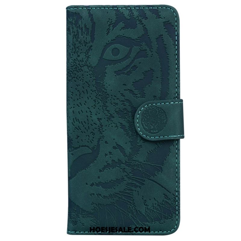 Leren Hoesje iPhone 16 Pro Max Tijgervoetafdruk