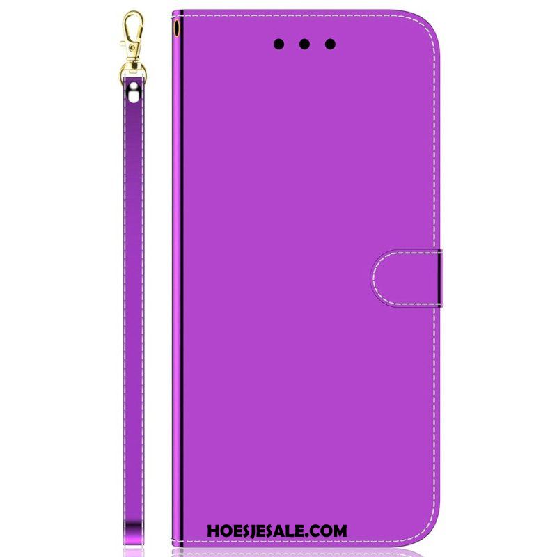 Leren Hoesje voor Oppo Reno 8 Spiegel En Lanyard