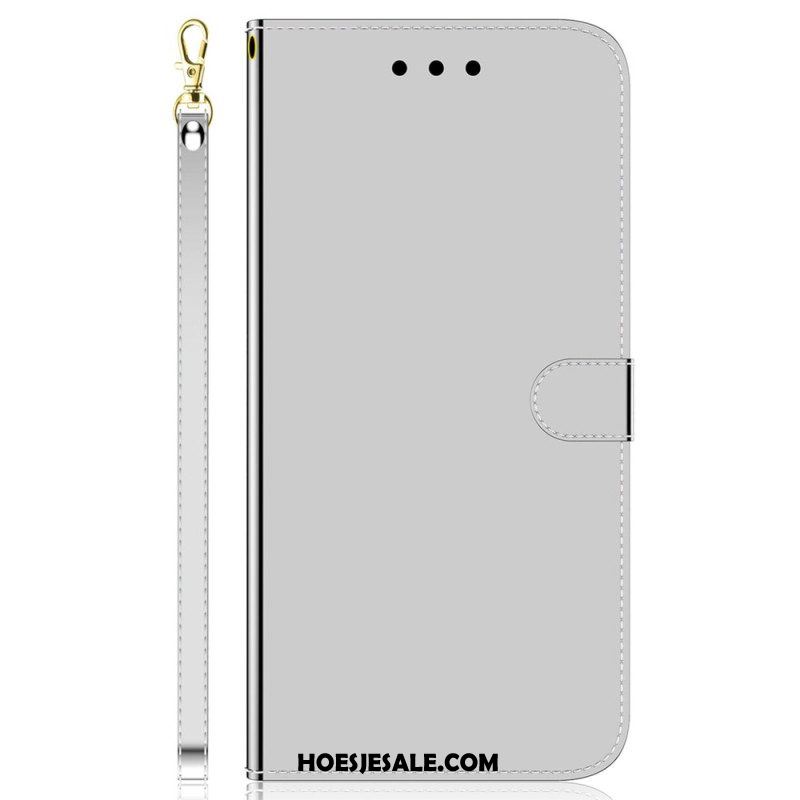 Leren Hoesje voor Oppo Reno 8 Spiegel En Lanyard