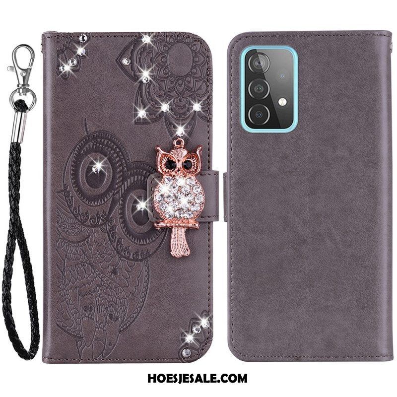 Leren Hoesje voor Samsung Galaxy A53 5G Uil Mandala En Charme