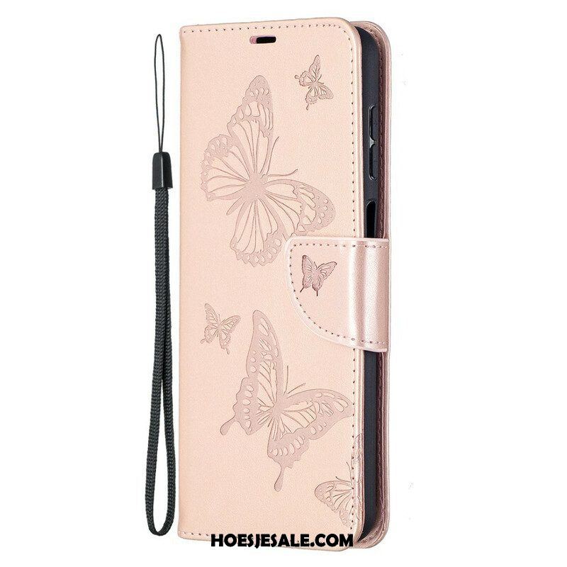 Leren Hoesje voor Samsung Galaxy M12 / A12 Vlinders Tijdens De Vlucht Met Lanyard