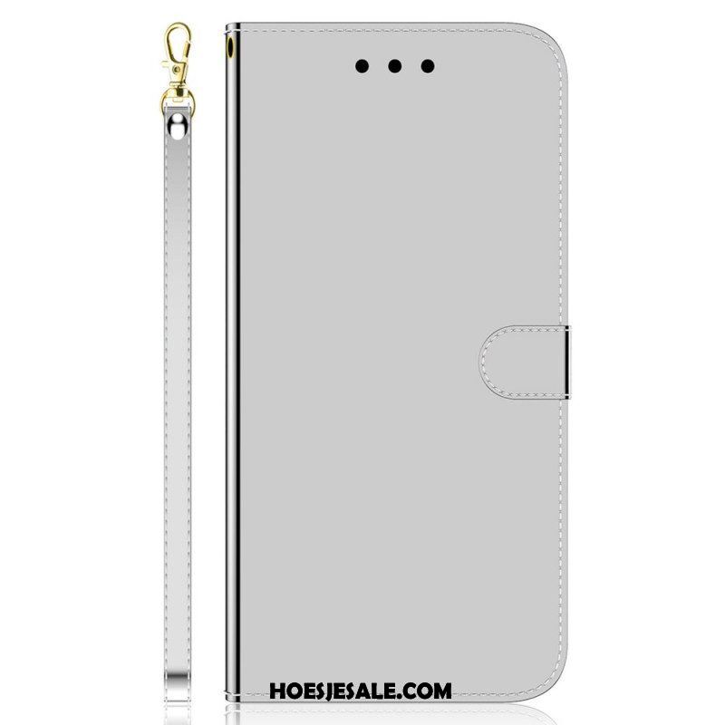 Leren Hoesje voor Samsung Galaxy M53 5G Spiegel En Lanyard