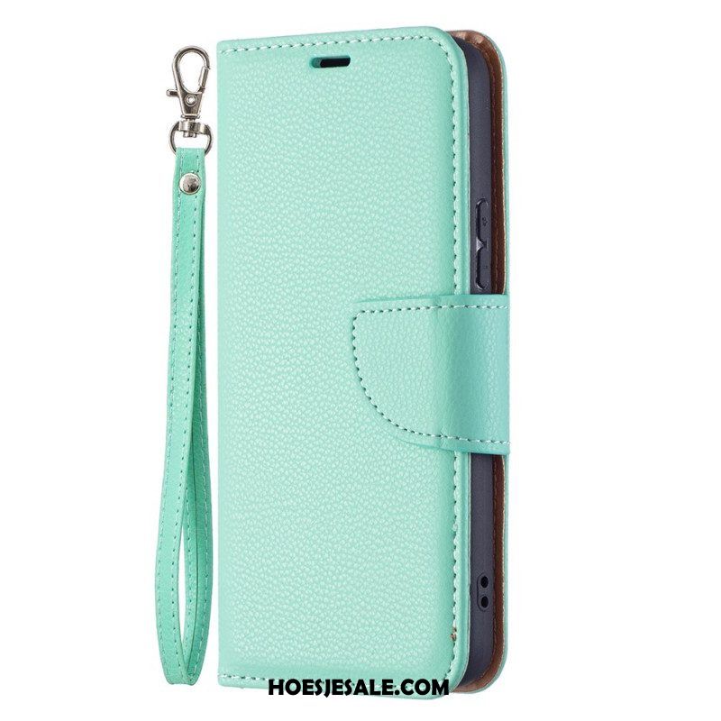 Leren Hoesje voor Samsung Galaxy S22 5G Folio-hoesje Lychee Rabat Schuin