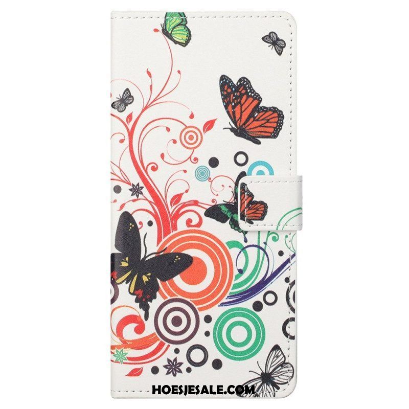 Leren Hoesje voor Samsung Galaxy S23 5G Mooie Vlinders