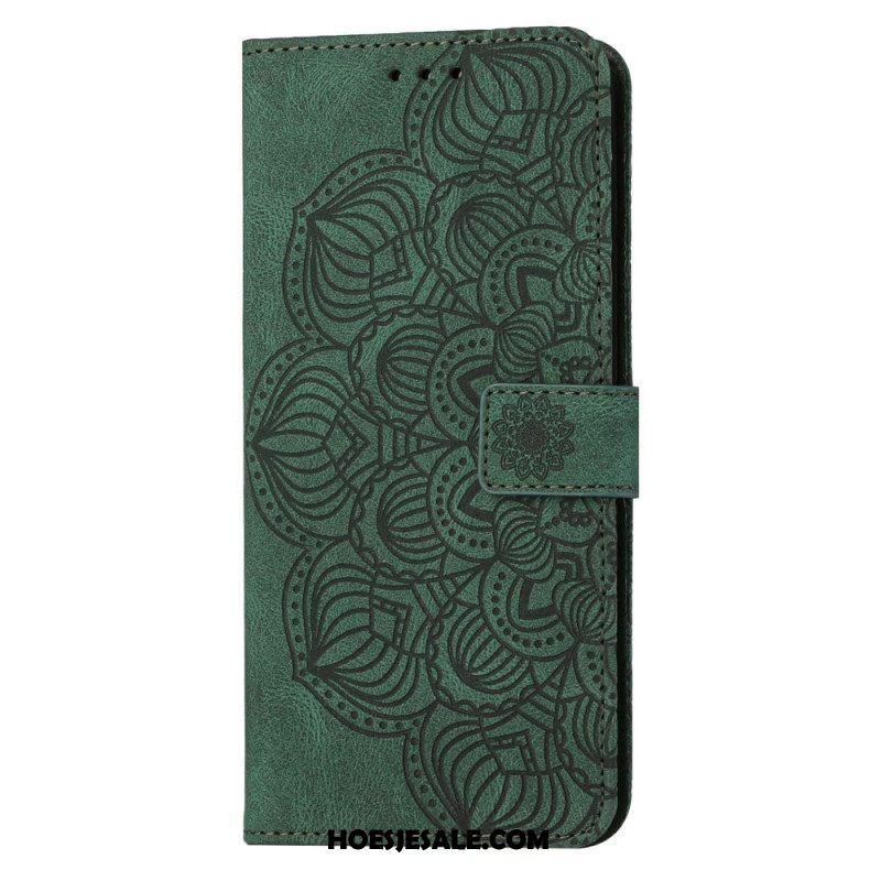 Leren Hoesje voor Samsung Galaxy S23 Plus 5G Met Ketting Strakke Mandala