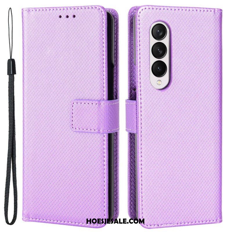 Leren Hoesje voor Samsung Galaxy Z Fold 4 Met Ketting Diamanten Band