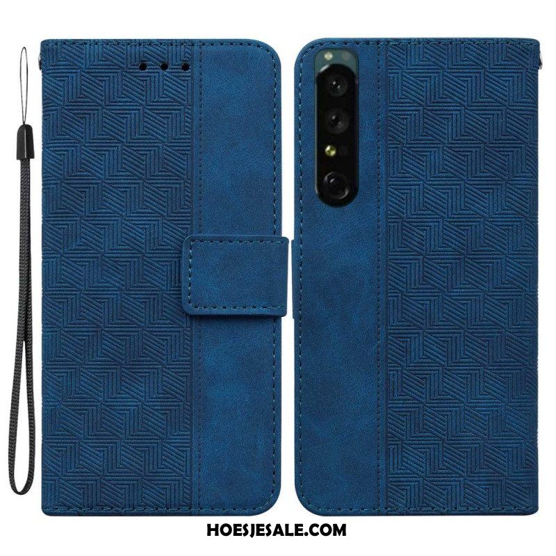 Leren Hoesje voor Sony Xperia 1 IV Met Ketting Patroon Met Bandjes