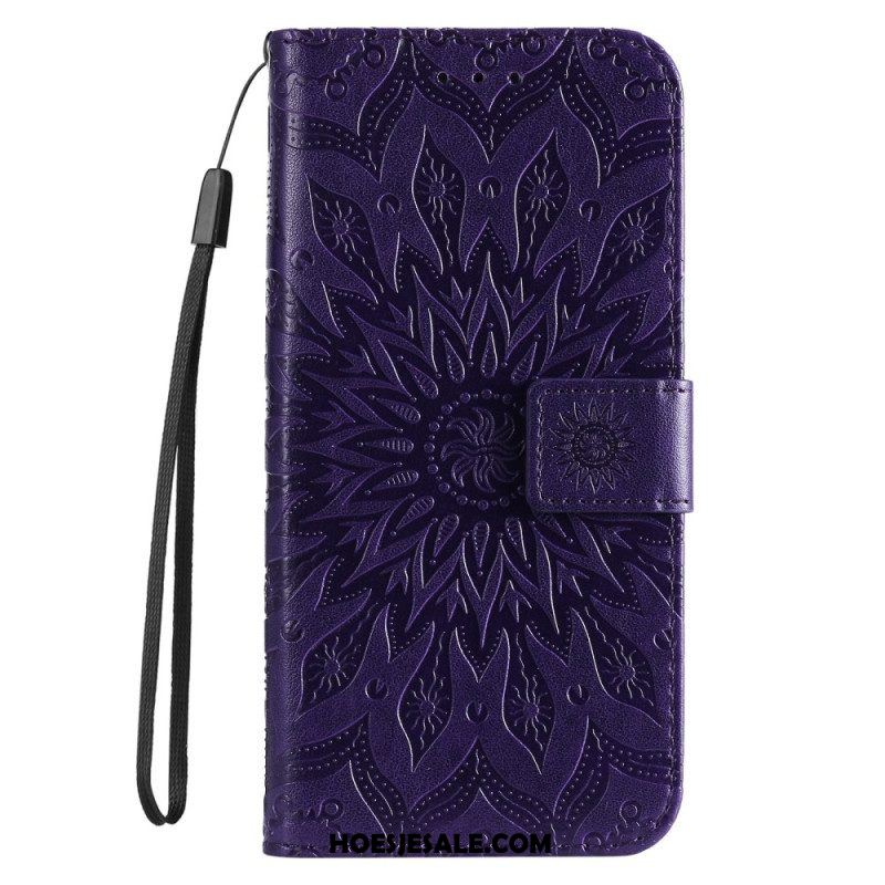 Leren Hoesje voor Sony Xperia 5 IV Mandala Zon Met Lanyard