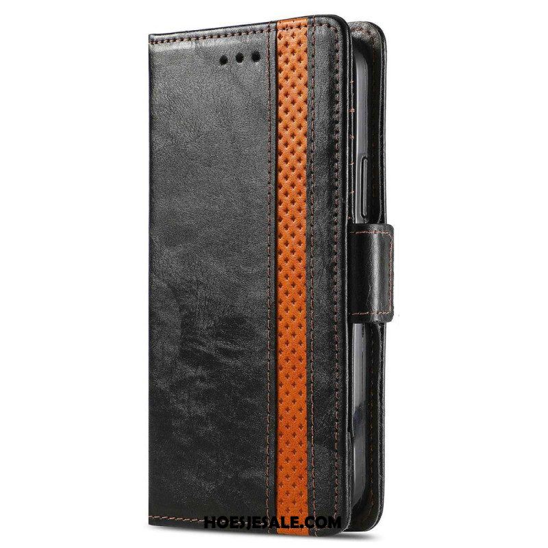 Leren Hoesje voor Xiaomi 12 Lite Tweekleurige Dubbele Sluiting