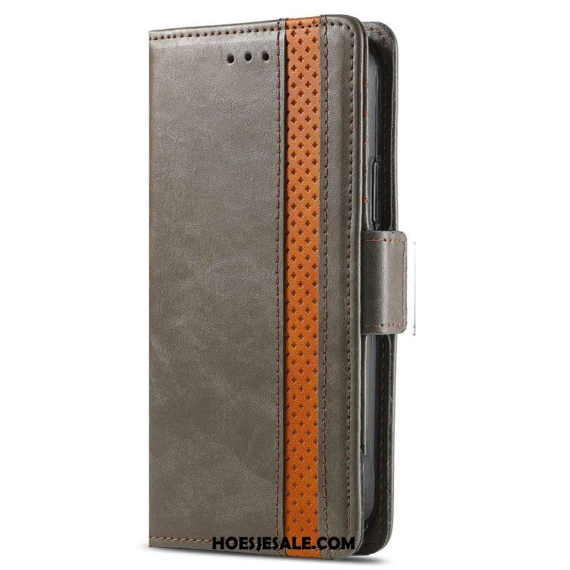 Leren Hoesje voor Xiaomi 12 Lite Tweekleurige Dubbele Sluiting