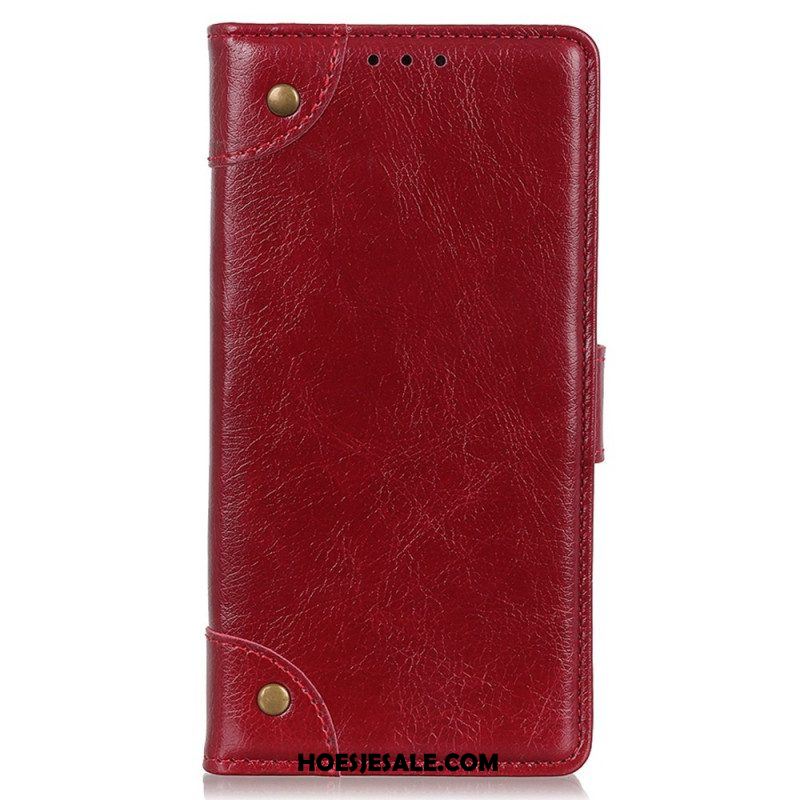 Leren Hoesje voor Xiaomi 12T / 12T Pro Stijl Nappa Lederen Vintage Klinknagels